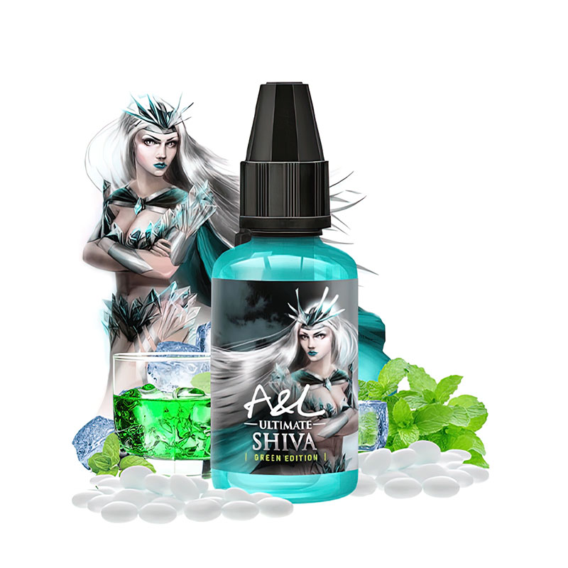 Photo du flacon de l'arôme concentré 30 ml Shiva d'A&L et de ses parfums.