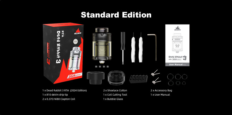 Packaging de l'atomiseur reconstructible Dead Rabbit 3 RTA édition 2024.