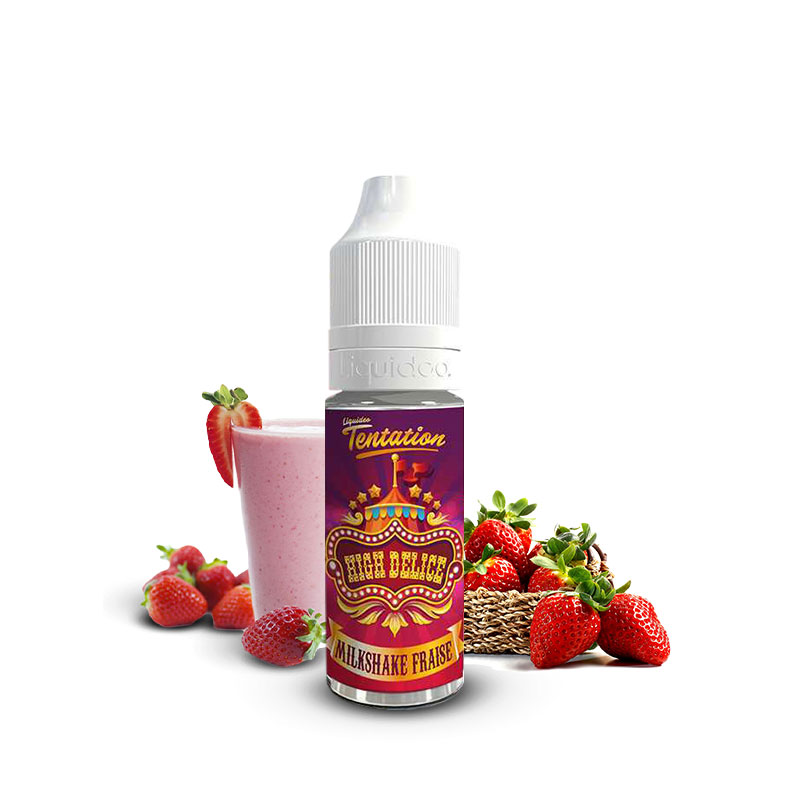 Flacon du eliquide Milkshake Fraise 10 ml de Liquideo, fabricant français de eliquide pour le vapotage.