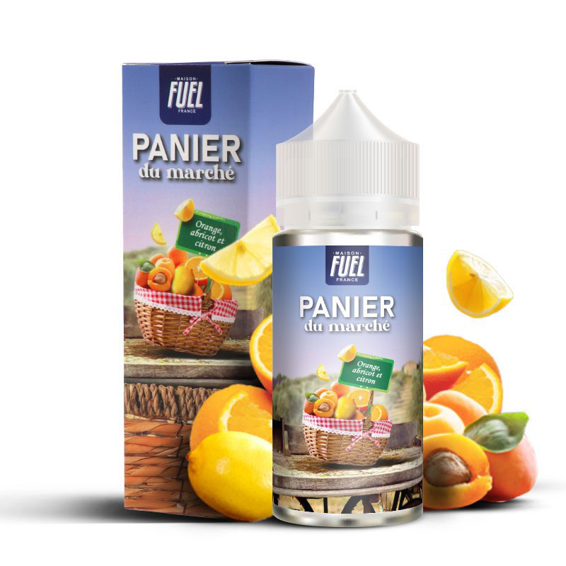 Eliquide Orange, Abricot et Citron 100ml de la marque française de e-liquides Panier du Marché.