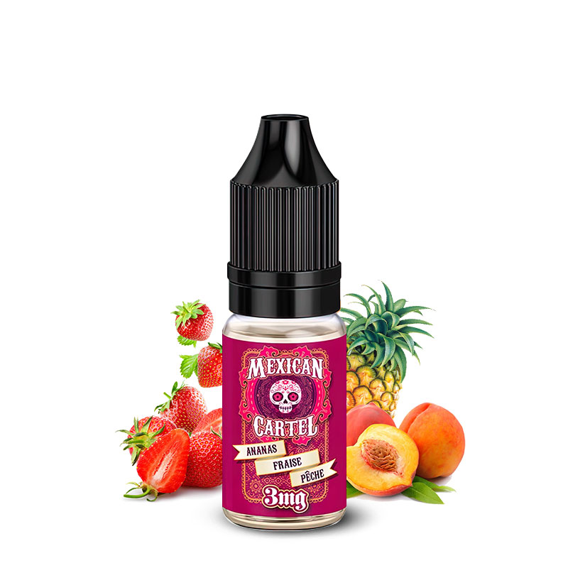 Photo du eliquide Ananas Fraise Pêche 10ml de la marque française : Mexican Cartel.