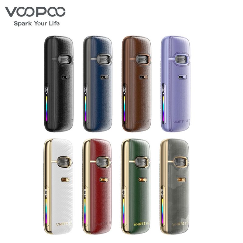 Déclinaisons et coloris du kit Vmate E2 de Voopoo.